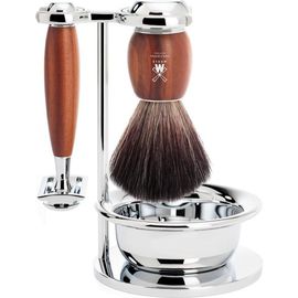 MÜHLE MÜHLE Vivo Plumwood 4-Piece Black Fiber & Safety Razor Shaving Set 