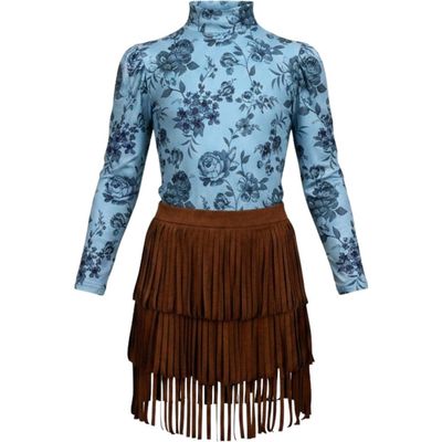 Mia Belle Girls Mia Belle Girls Boho Long Sleeve Top and Fringe Skort Set