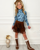 Mia Belle Girls Mia Belle Girls Boho Long Sleeve Top and Fringe Skort Set - 2