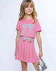 Mia Belle Girls Mia Belle Girls Casual Bow Top and Pleated Skirt Set - 2