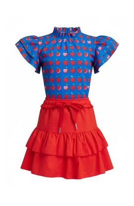 Mia Belle Girls Mia Belle Girls Classic Charm Apple Dot Flutter Top and Skirt Set