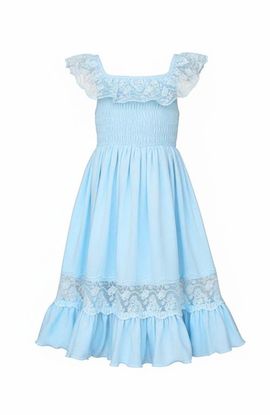 Mia Belle Girls Mia Belle Girls Girls Baby Blue Spring Chic Lace Maxi Dress 