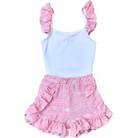 Mia Belle Girls Mia Belle Girls Girls Love Those Frills Top and Ruffle Short Set