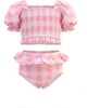 Mia Belle Girls Mia Belle Girls Girls Perfect Pink Gingham Puff Sleeve Two Piece Swimsuit  - 1