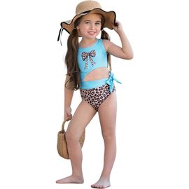 Mia Belle Girls Mia Belle Girls Girls Wild Waves Leopard One-Piece Bow Swimsuit