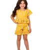 Mia Belle Girls Mia Belle Girls Golden Bloom Eyelet Puff Sleeve Top and Ruffle Girls Shorts Set - 1