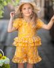 Mia Belle Girls Mia Belle Girls Golden Bloom Eyelet Puff Sleeve Top and Ruffle Girls Shorts Set - 2