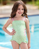 Mia Belle Girls Mia Belle Girls Lime Breeze Cutout Stripe One-Piece Swimsuit - 2