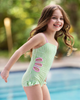 Mia Belle Girls Mia Belle Girls Lime Breeze Cutout Stripe One-Piece Swimsuit - 5
