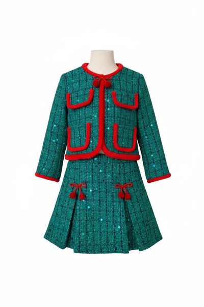 Mia Belle Girls Mia Belle Girls Made For Fashionistas Holiday Blazer and Skirt Set