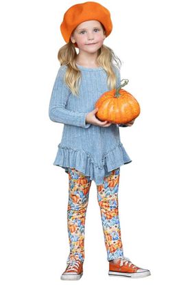 Mia Belle Girls Mia Belle Girls Pumpkin Patch Ruffle Tunic and Legging Set