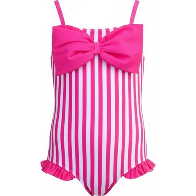 Mia Belle Girls Mia Belle Girls Seaside Stripes Pink Bow One-Piece Swimsuit 
