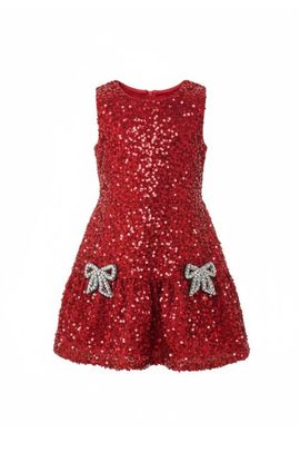 Mia Belle Girls Mia Belle Girls Shimmer & Sparkle Red Sequined Shift Dress 