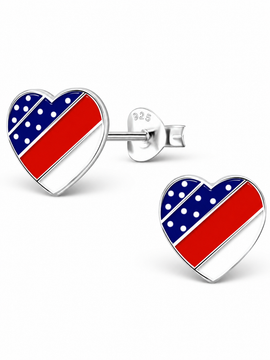 Mia Belle Girls Mia Belle Girls Sterling Silver American Flag Heart Stud Earrings