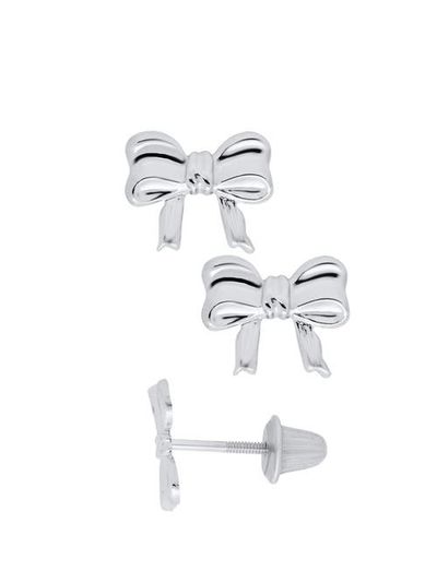 Mia Belle Girls Mia Belle Girls Sterling Silver Bow Knot Stud Earrings 