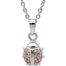 Mia Belle Girls Mia Belle Girls Sterling Silver Pink Ladybug Pendant Necklace