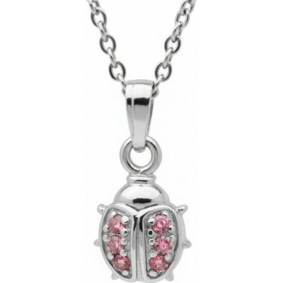 Mia Belle Girls Mia Belle Girls Sterling Silver Pink Ladybug Pendant Necklace