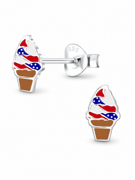 Mia Belle Girls Mia Belle Girls Sterling Silver USA Ice Cream Stud Earrings