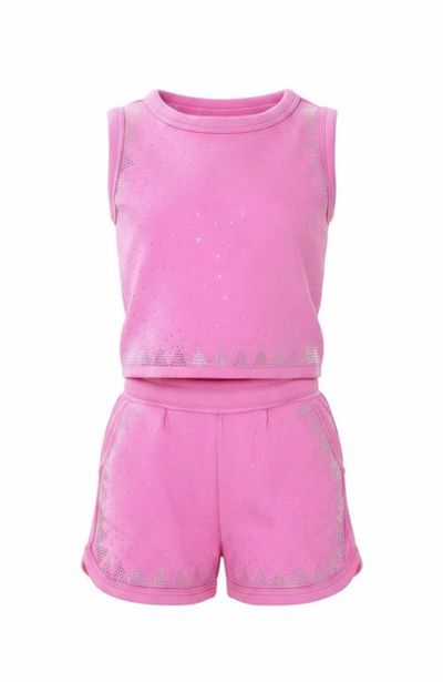 Mia Belle Girls Mia Belle Girls Sweet Sparkle Pink Tank Top and Short Set 
