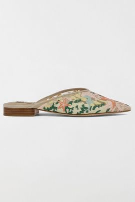 MIA Shoes MIA Shoes MIA Aita Embroidered Flat Mule in Natural, Women's at Urban Outfitters
