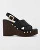 MIA Shoes MIA Shoes MIA Elleiana Studded Wedge Sandal in Black, Women's at Urban Outfitters - 1
