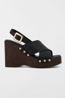 MIA Shoes MIA Shoes MIA Elleiana Studded Wedge Sandal in Black, Women's at Urban Outfitters