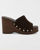 MIA Shoes MIA Shoes MIA Estefany Suede Studded Platform Mule in Chocolate, Women's at Urban Outfitters - 1