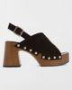 MIA Shoes MIA Shoes MIA Eudora Suede Slingback Wooden Platform Sandal in Chocolate, Women's at Urban Outfitters - 1