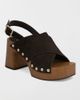 MIA Shoes MIA Shoes MIA Eudora Suede Slingback Wooden Platform Sandal in Chocolate, Women's at Urban Outfitters - 2
