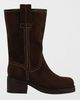 MIA Shoes MIA Shoes MIA Johanna Suede Moto Boot in Chocolate, Women's at Urban Outfitters - 1