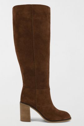 MIA Shoes MIA Shoes MIA Landen Suede Block Heel Knee High Boot in Cognac, Women's at Urban Outfitters