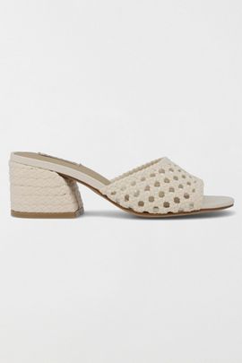 MIA Shoes MIA Shoes MIA Sahar Woven Block Heel Sandal in Bone, Women's at Urban Outfitters
