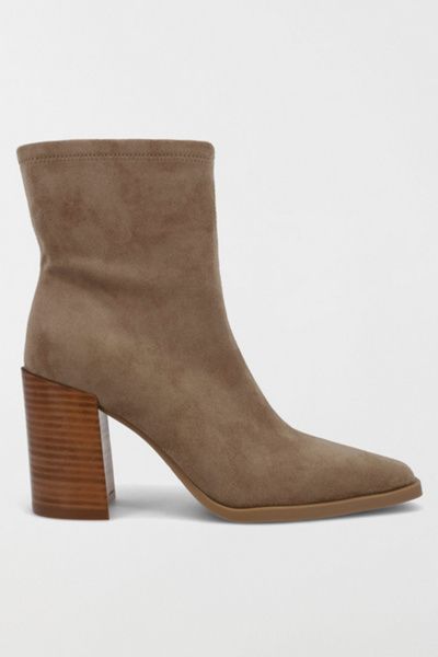 MIA Shoes MIA Shoes MIA Sidonie Suede Block Heel Bootie in Taupe, Women's at Urban Outfitters
