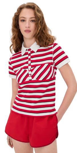 Miaou Miaou Lou Polo Top Warped Stripe