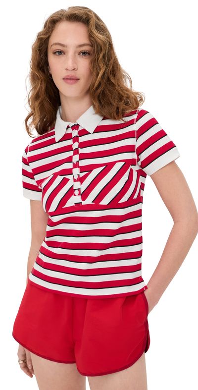 Miaou Miaou Lou Polo Top Warped Stripe