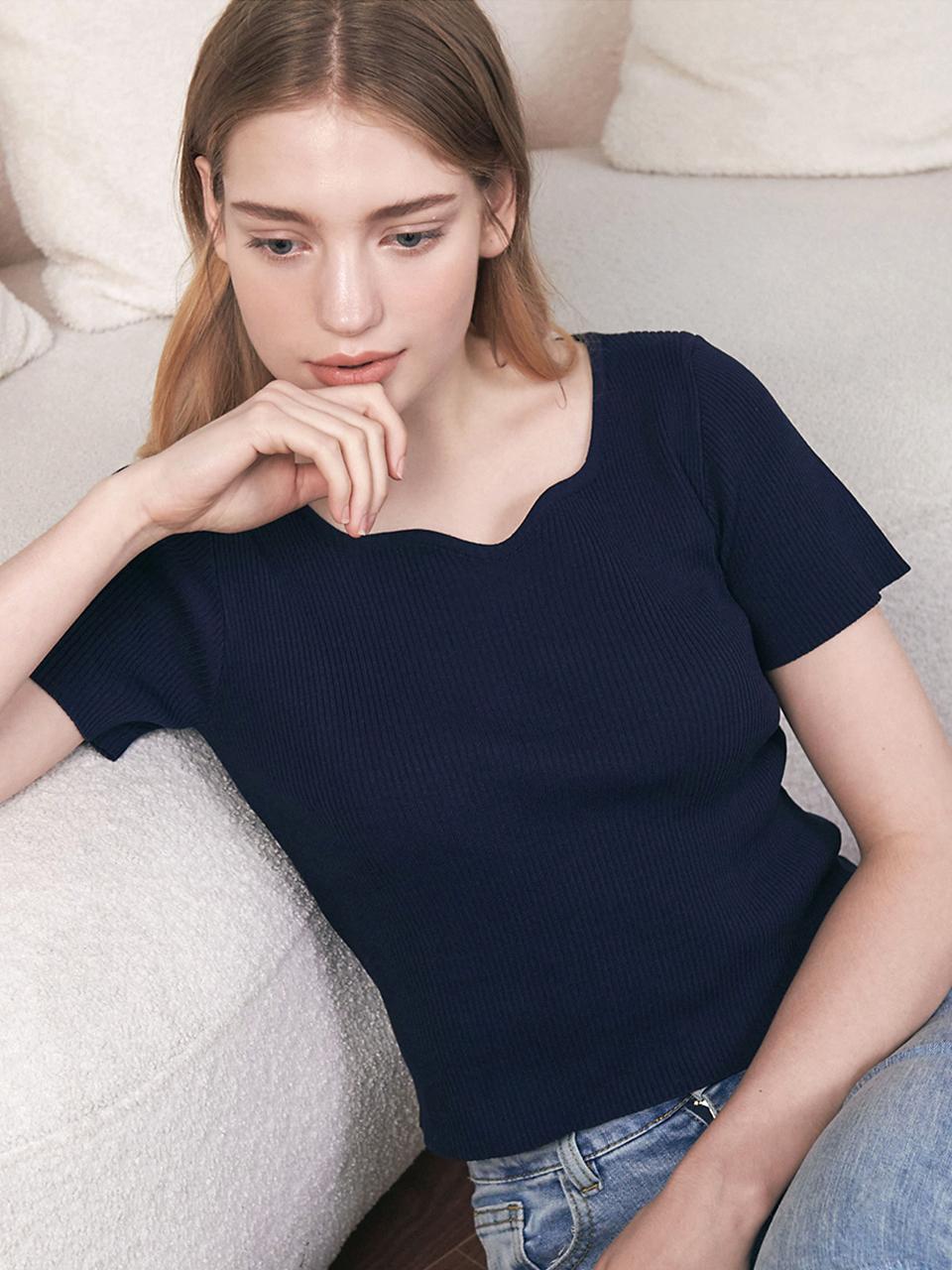 MICANE Blossom Heart Boat Neck Knit Top