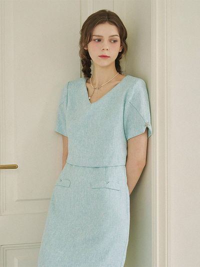 MICANE Brunera M-Point Tweed Long Dress