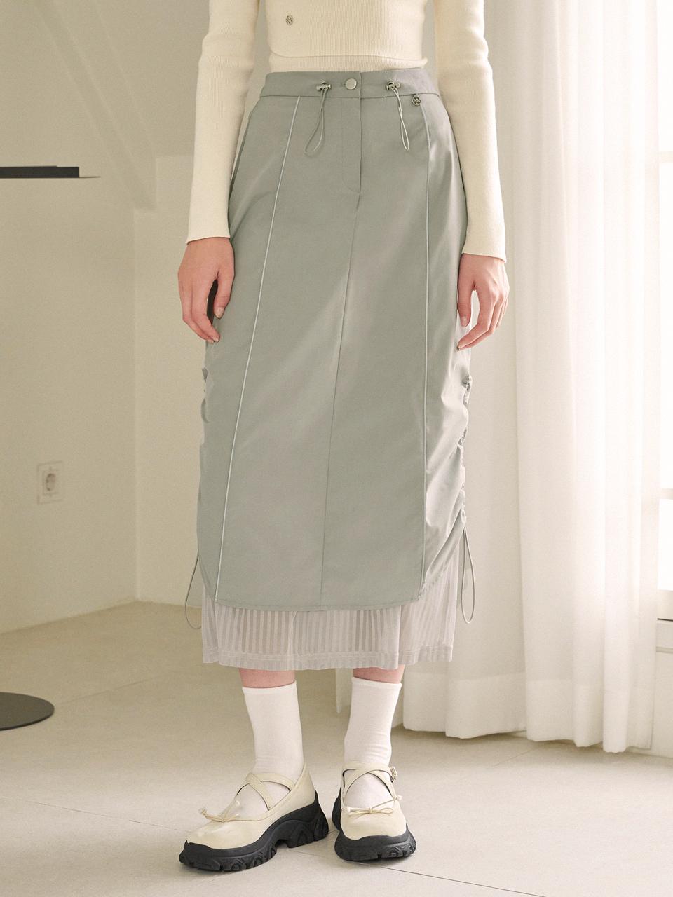 MICANE Chris Piping Shirring Maxi Skirt