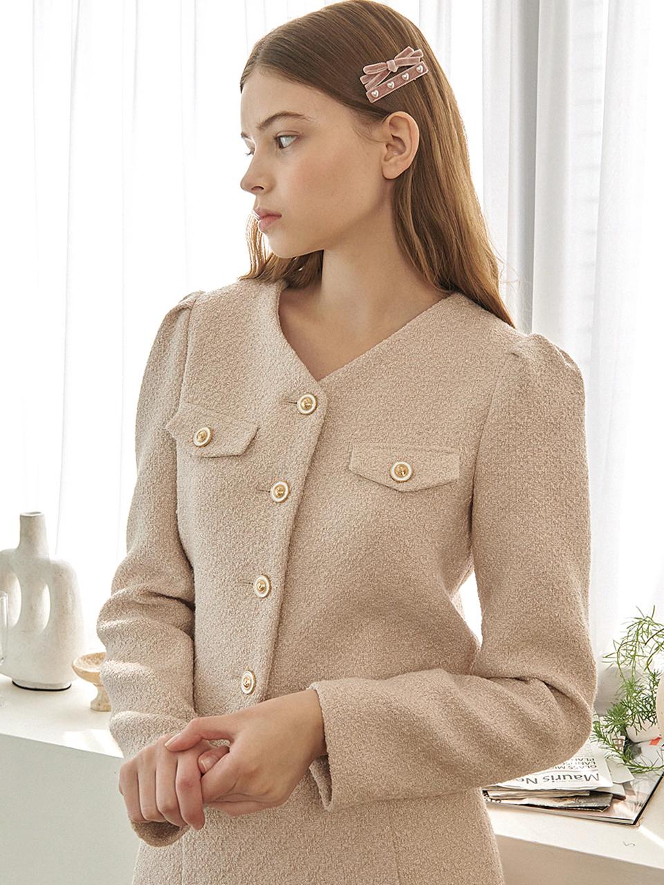 MICANE Comely Wool Tweed Jacket Beige