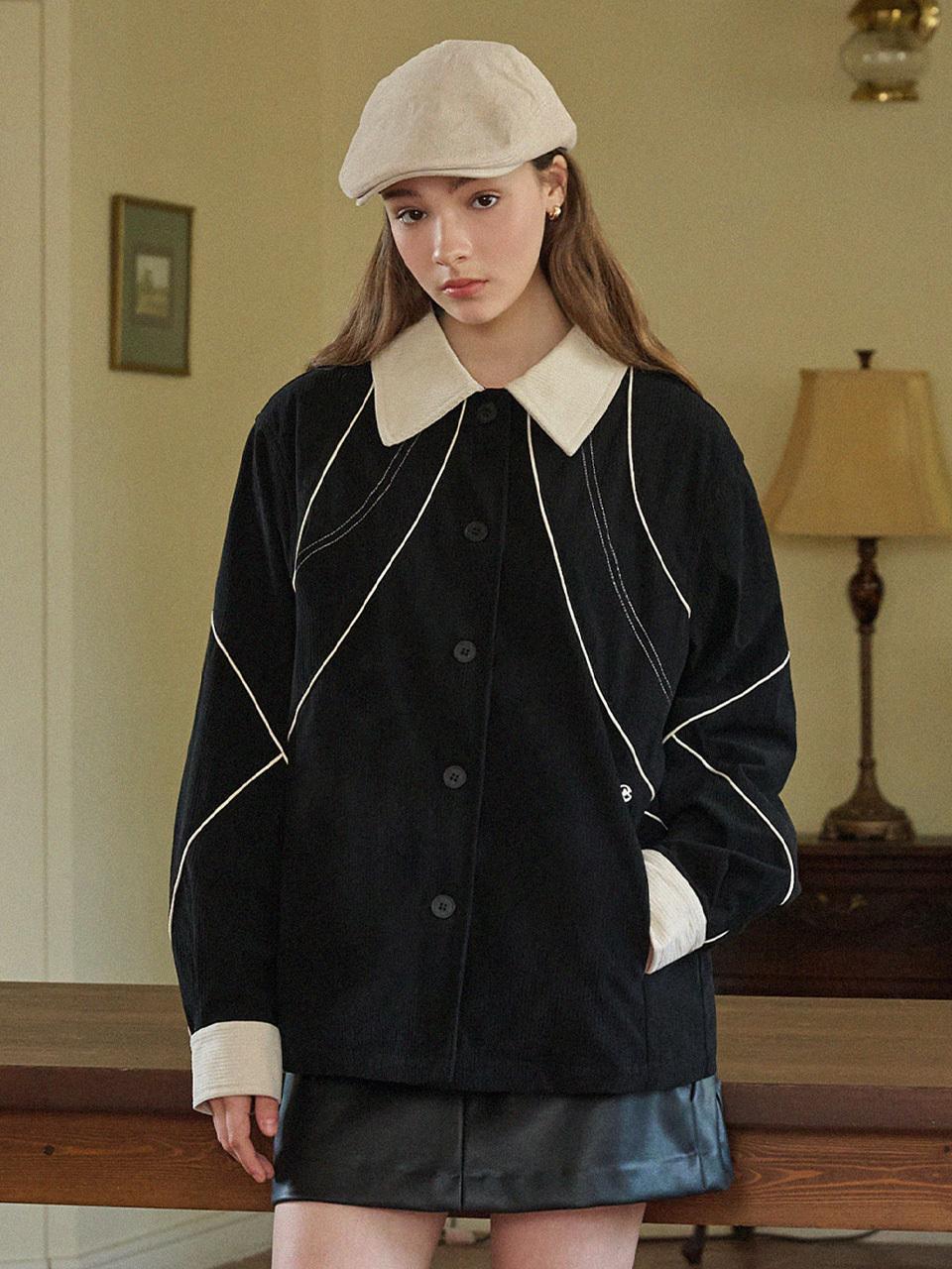 MICANE Contrast Line Point Corduroy Shirt