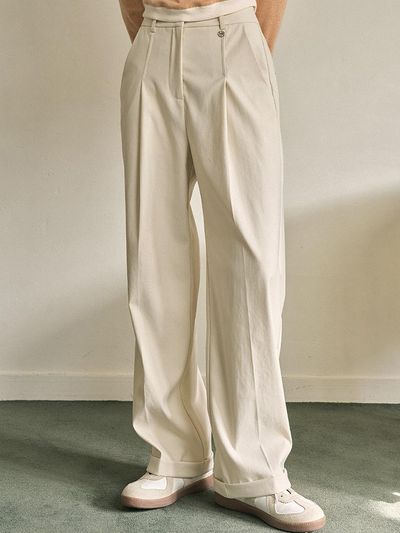 MICANE Crocus Pleated Roll-Up Slacks