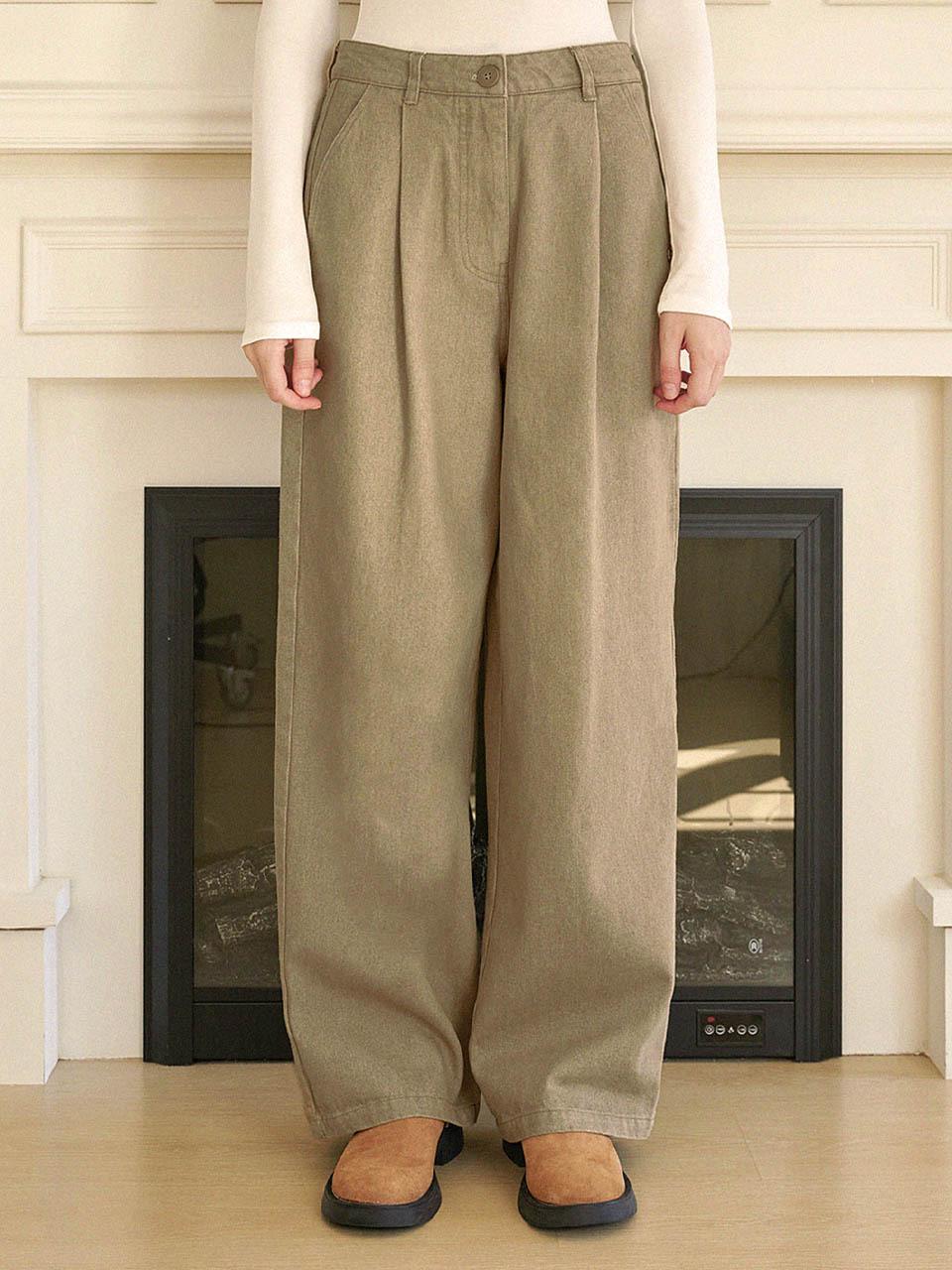 MICANE dry one pintuck wide denim pants