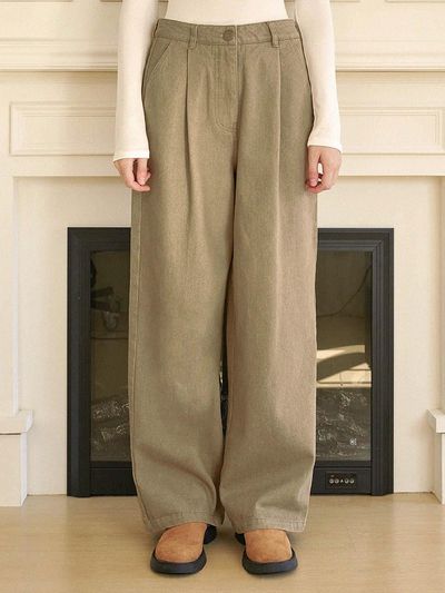 MICANE dry one pintuck wide denim pants