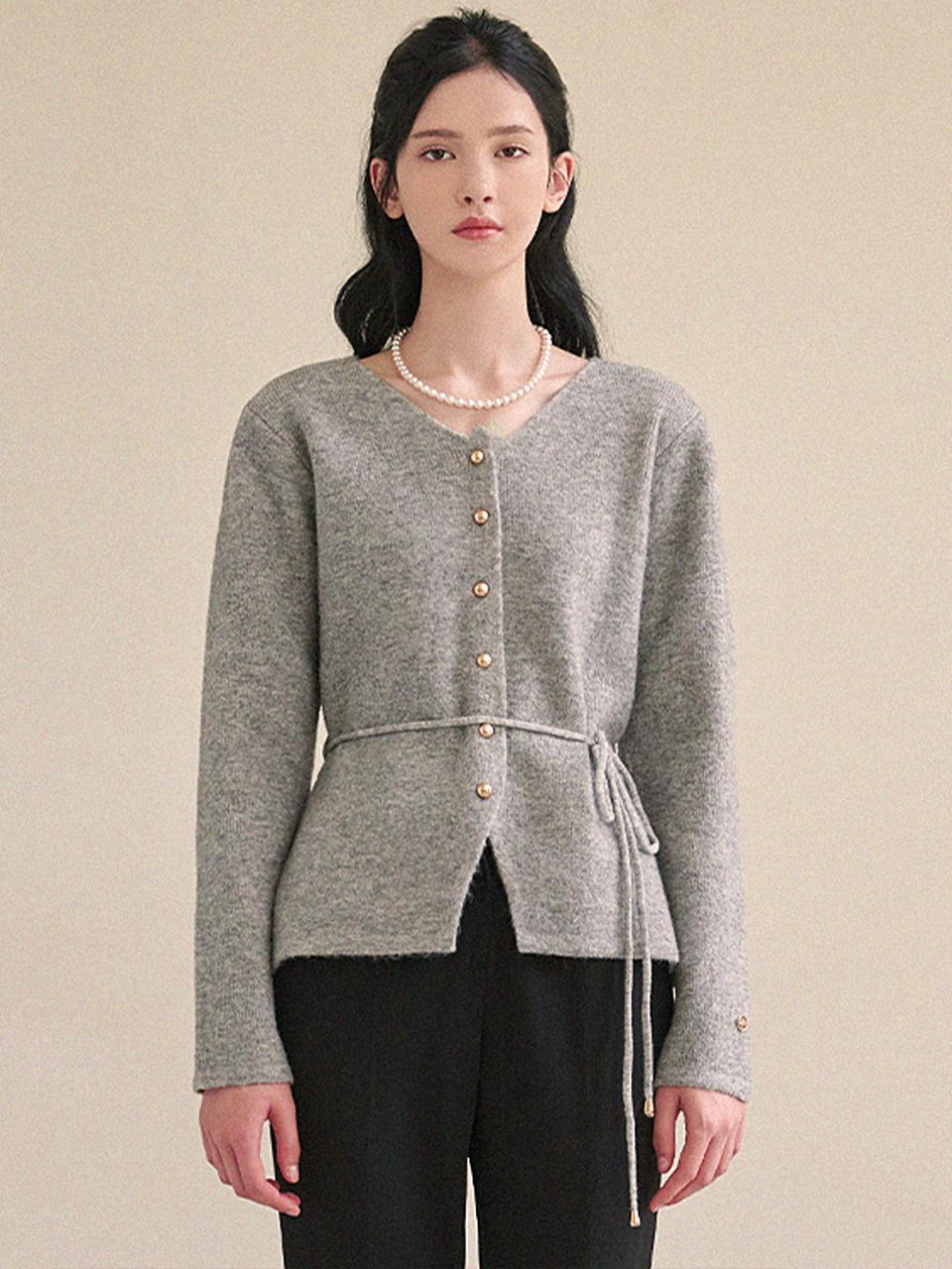 MICANE Even wool V-neck strap cardigan