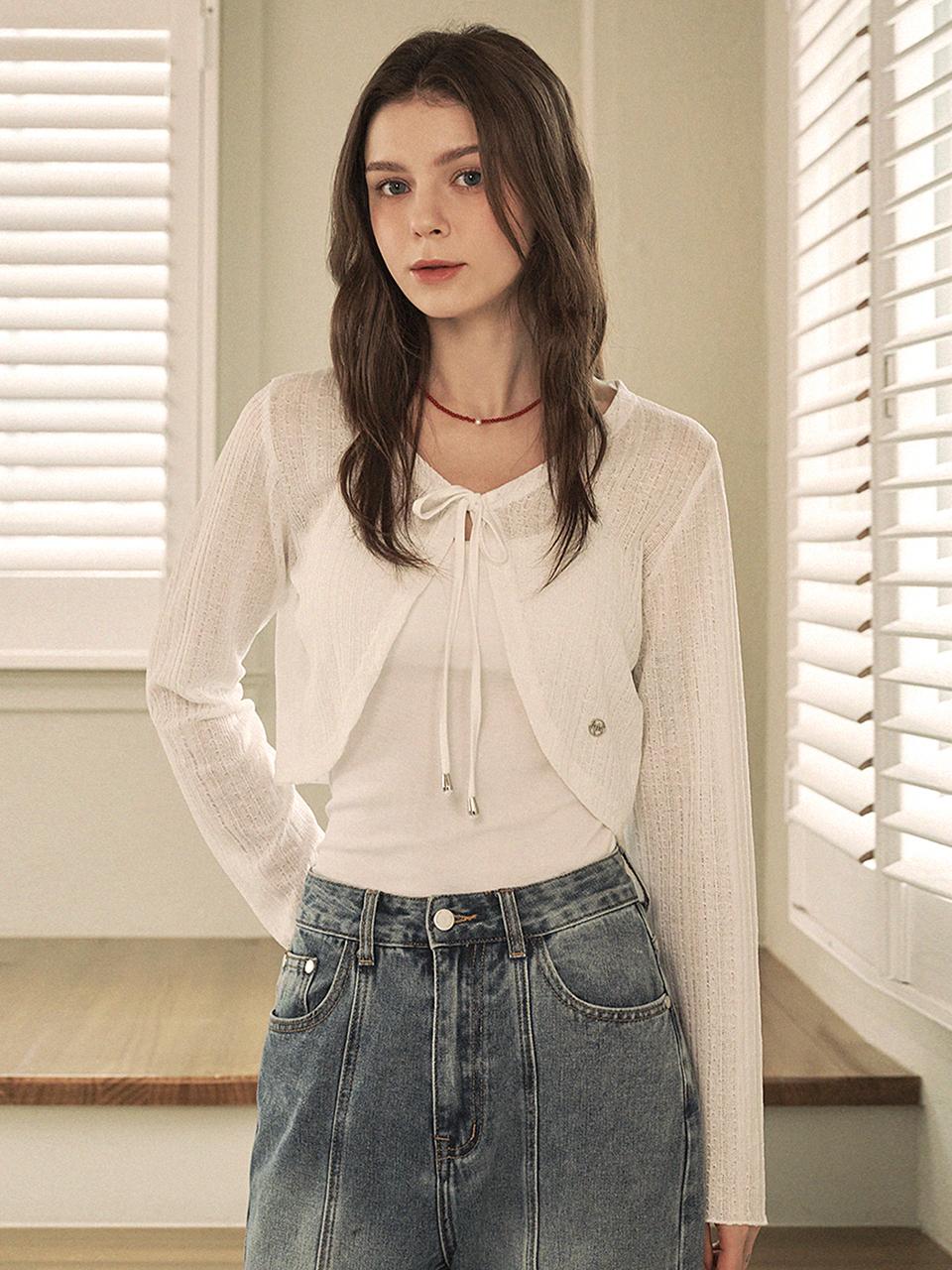 MICANE Fondly Crochet Cropped Cardigan