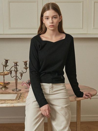 MICANE Ivy Heart Neck T-shirt Black