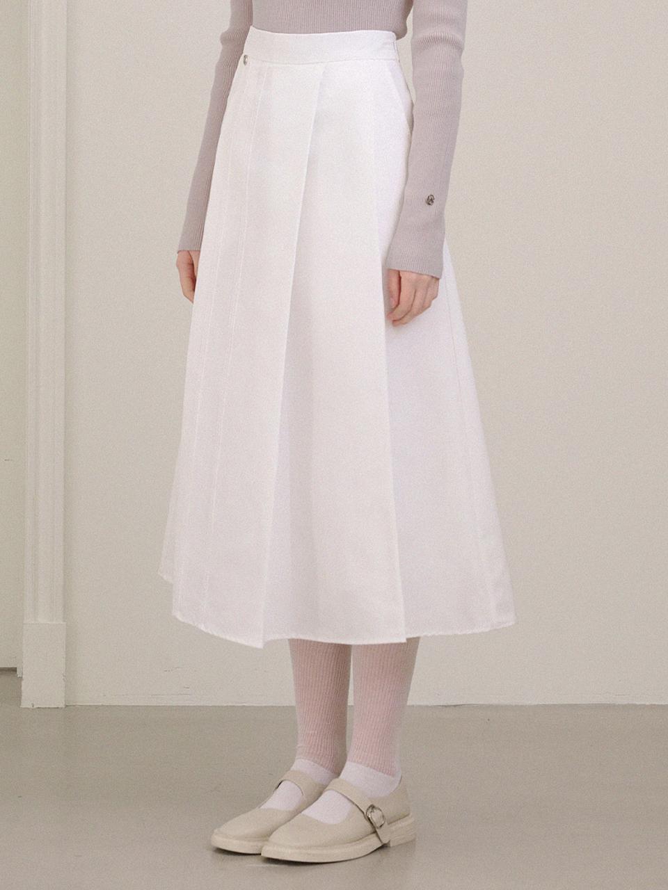 MICANE Lace Pin-tuck Long Cotton skirt