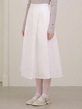 MICANE Lace Pin-tuck Long Cotton skirt
