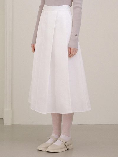 MICANE Lace Pin-tuck Long Cotton skirt