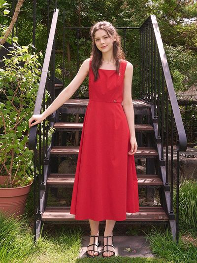 MICANE Leilani Square Neck Sleeveless Long Dress